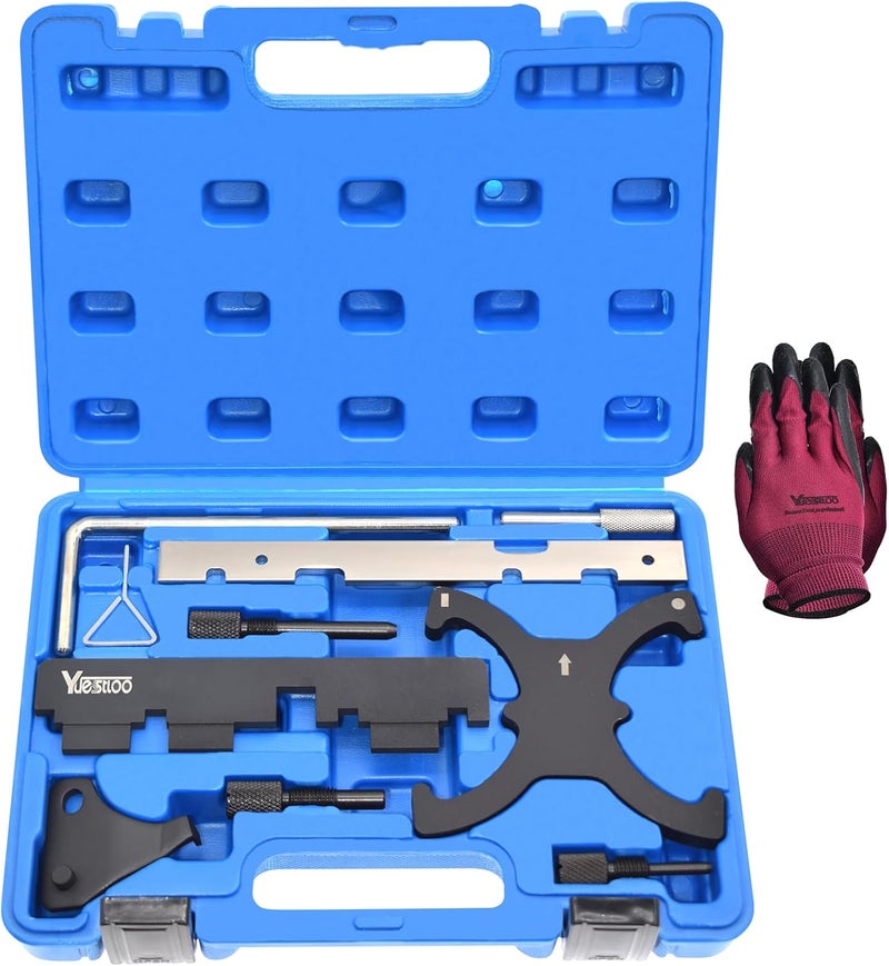 Yuesstloo Engine Camshaft Belt Timing Locking Tool Kit Compatible with Ford Fusion Escape Focus Fiesta Mazda 1.25 1.4 1.6 1.7 1.8 2.0 2.3L 2.5L Ecoboost 1.5L 1.6L, 2.0 TDCi 303-1097 303-748 303-1550 303-1552 - Image 1